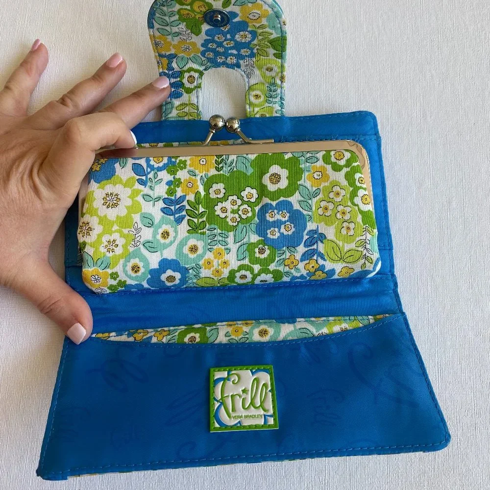 Frill by Vera Bradley Wallet in Blue, Green, & Yellow w/ Coin Purse Inside - Picture 3 of 9
